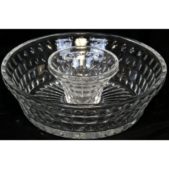 Fifth Avenue Crystal Annabelle 11" Chip & 5" Dip Set Clear Bowl Nesting New - Picture 2 of 12